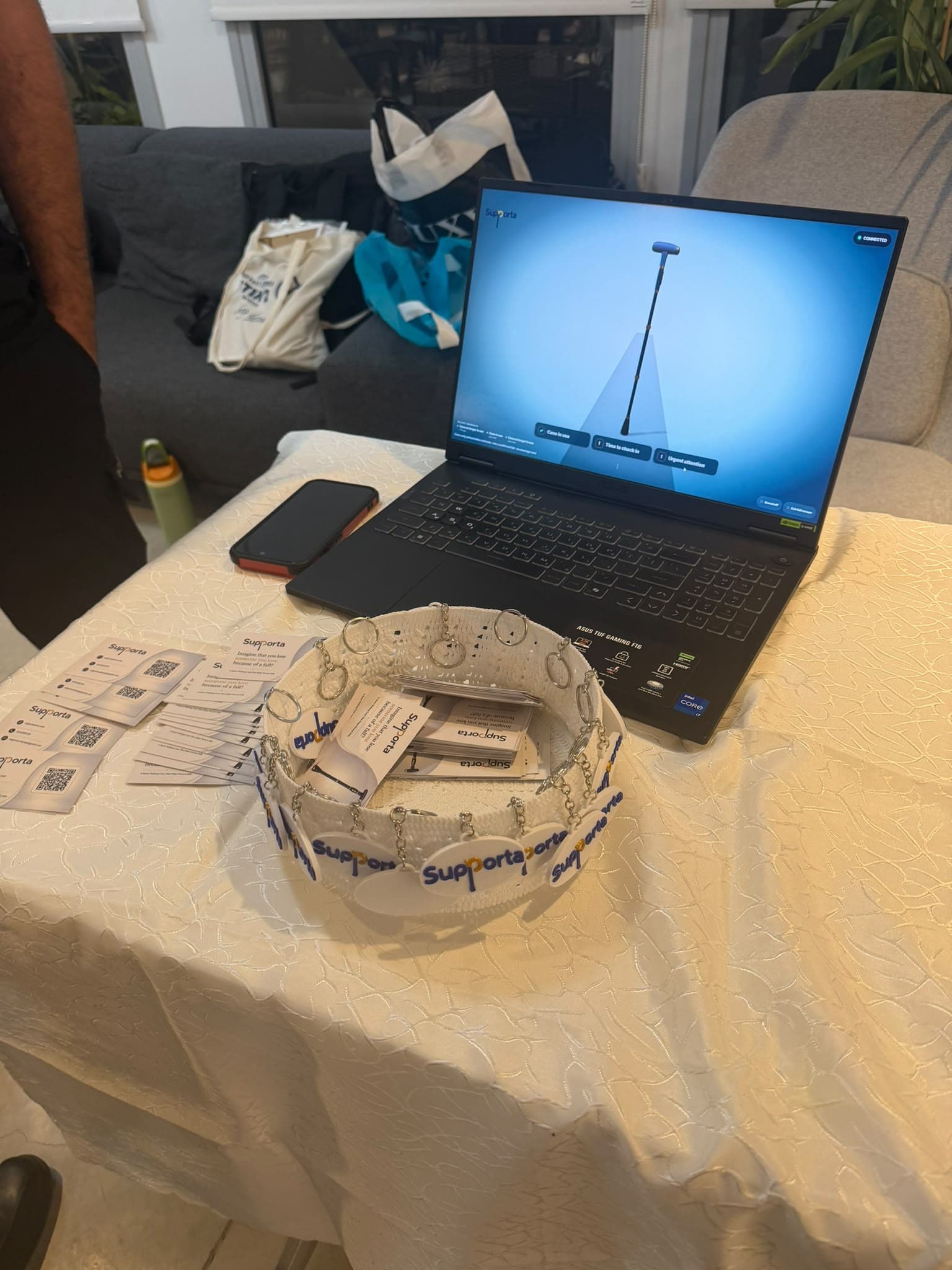 Supporta’s working prototype demonstration on a laptop, with a real-time cane display.